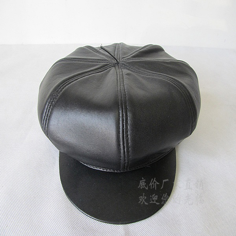 freeshipping Sheepskin badian cap painter cap director cap genuine leather women's winter warm hat