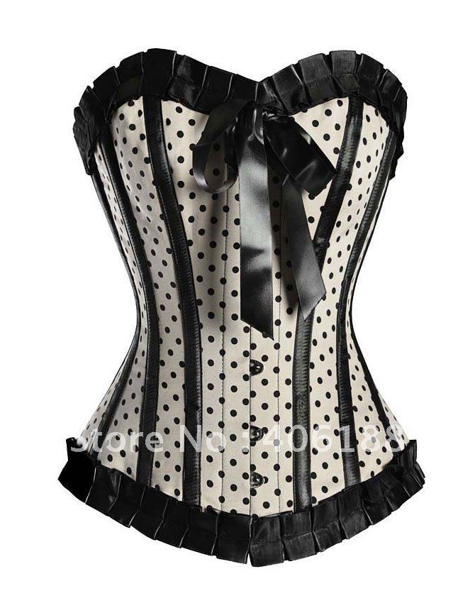 FREESHIPPING!! Showngirl Cherry Pin-Up Burlesque Corset wholesale retail black white pink red
