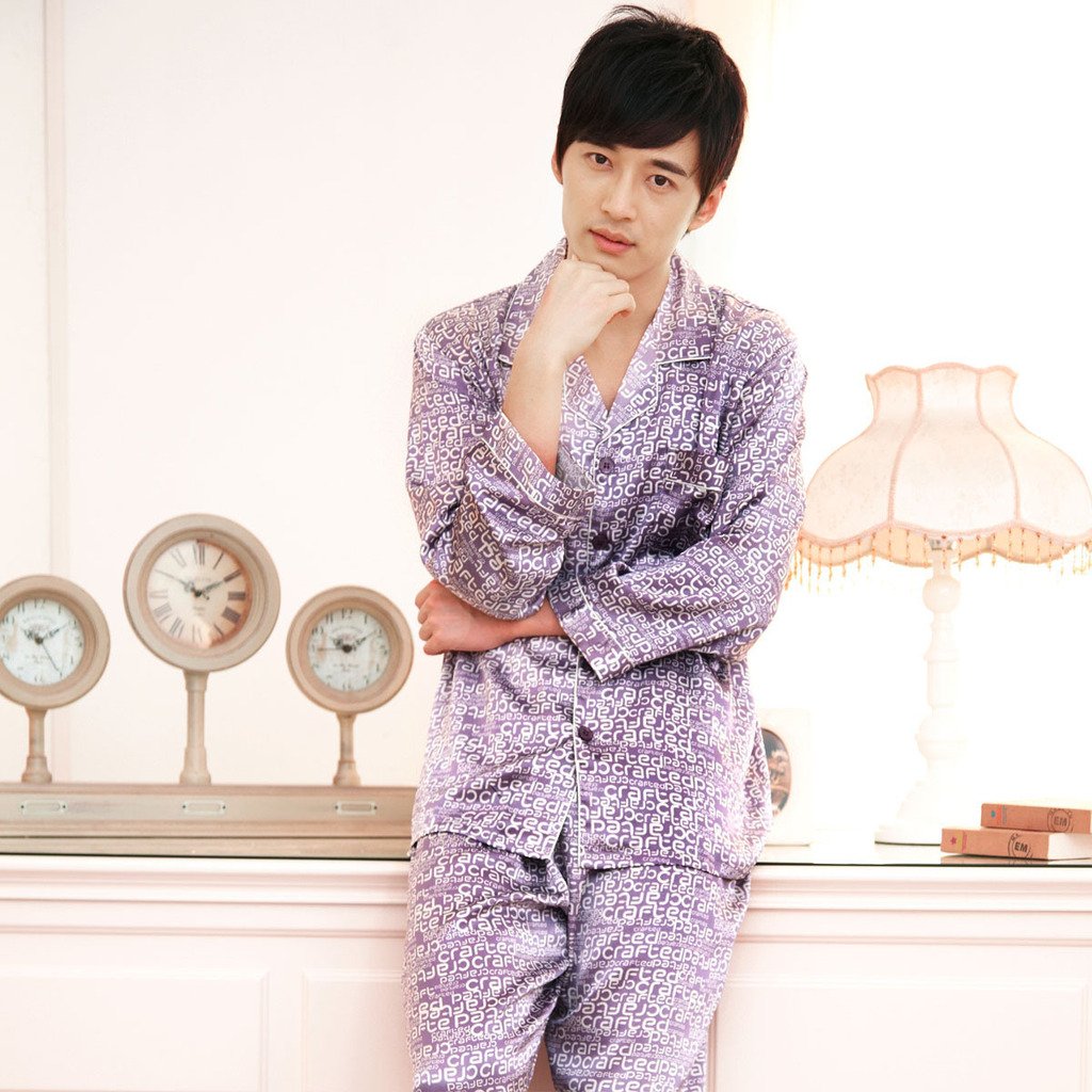 freeshipping Silk sleepwear new arrival quality faux silk male silk sleepwear lounge handsome fashion series