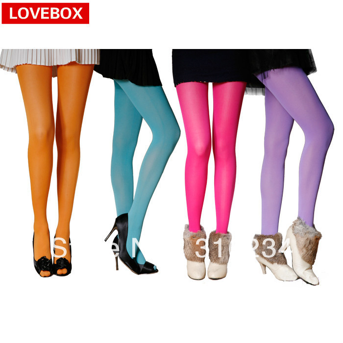 freeshipping  spring and autumn female 60d thin velvet rompers multicolour stockings pantyhose female candy color stocking
