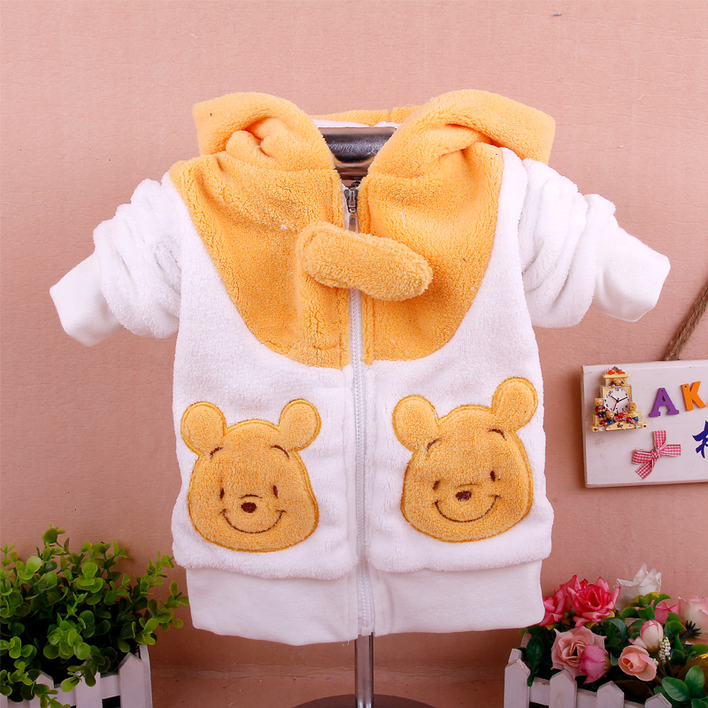 Freeshipping Spring baby thickening velvet top child animal style outerwear baby clothes 0-1 year old