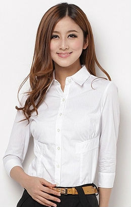 Freeshipping spring summer white women female lady ladies' slimming fit elegant  OL shirt blouse cloth top FZ-W001-50SQFXCS