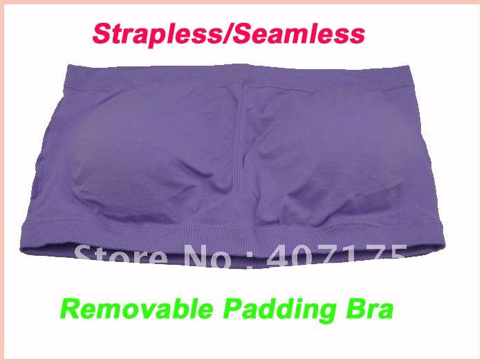 Freeshipping Strapless 3 Color A Set Bra 30Pcs/lot=10Sets Bandeau Bra With Removal Pads,Only One Set Sale (OPP bag)