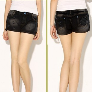 Freeshipping Summer women's water wash jeans distrressed denim shorts boot cut jeans