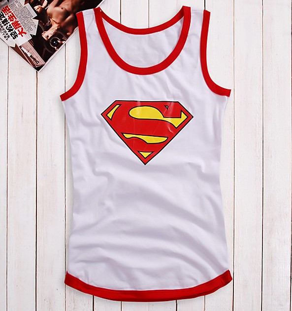 freeshipping Super man charm male super man mark of print vest three-color tx05 p30 white