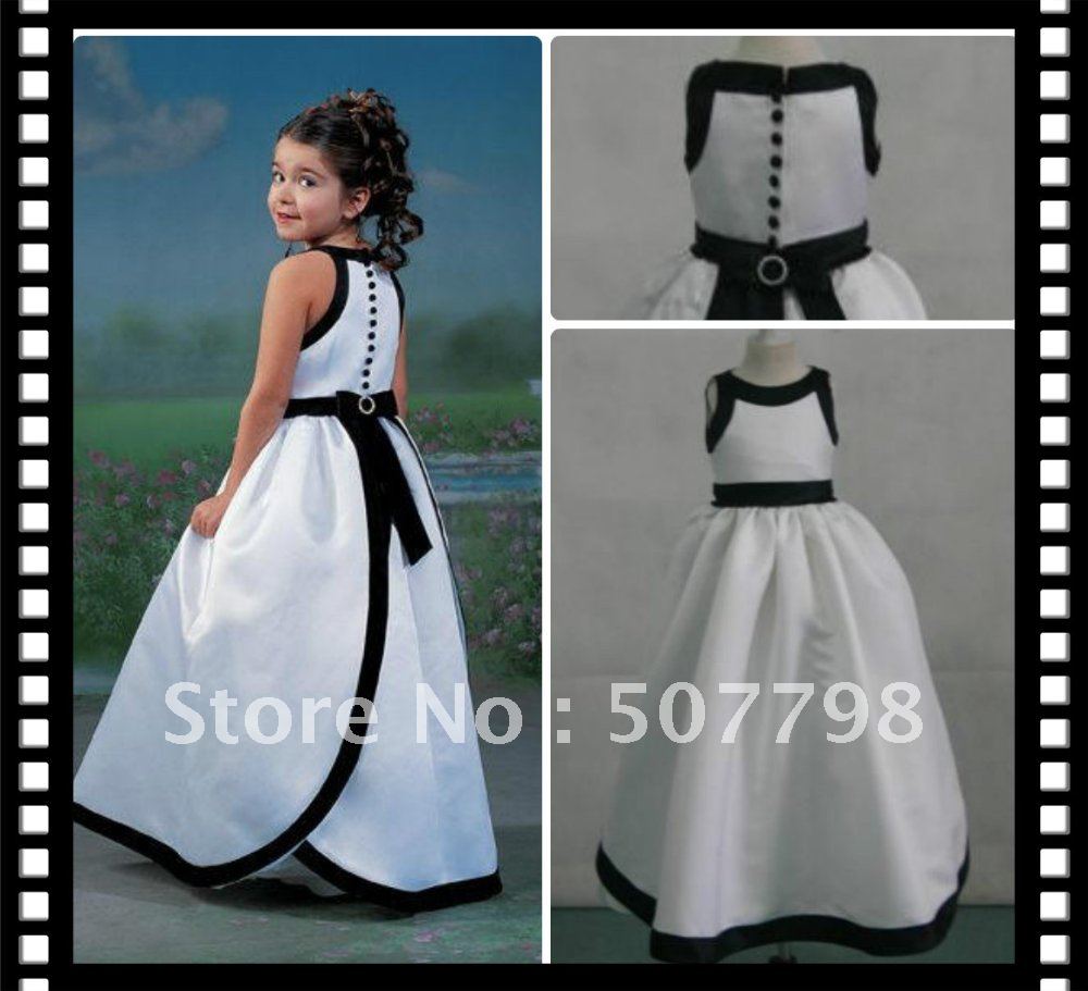 Freeshipping Top Qulaity  Satin Two Toned Little Princess FLower Girl Dresses