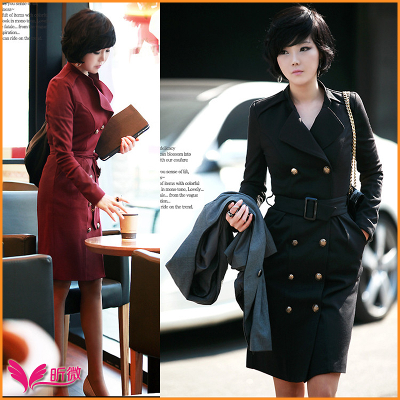 FreeShipping! Trench 2012 autumn new arrival slim elegant charming double breasted 2328 412168