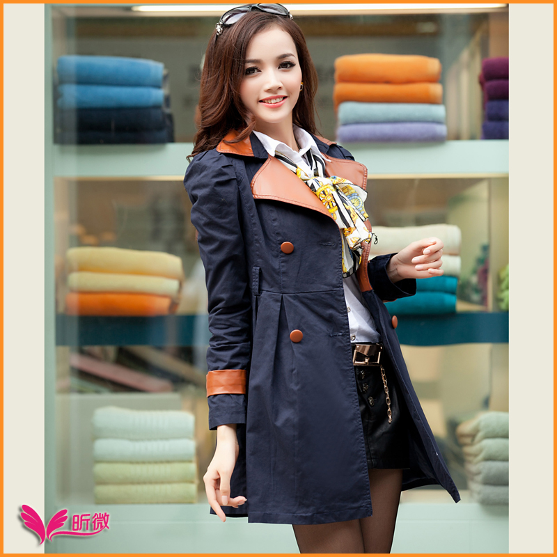 FreeShipping! Trench 2012 autumn slim turn-down collar puff sleeve single breasted trench fy3259 412168