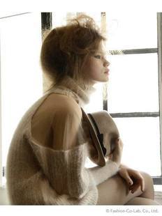 Freeshipping Vivi10 lena sexy gauze patchwork shoulder turtleneck long design rabbit fur sweater IVU