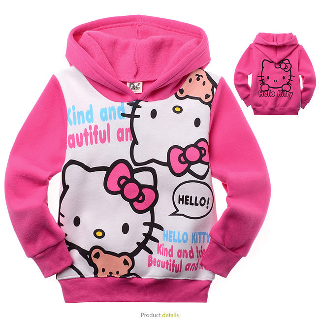 Freeshipping wholesale 6pcs Children clothes comfortable clothing hello kitty animal printing hoody for girls sweatshirt hoodies