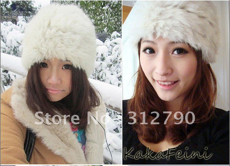 Freeshipping wholesale Genuine Knitted Rabbit Fur Hat Handmade Warm hats with multi-color winter hats Factory price gift, 3pcs