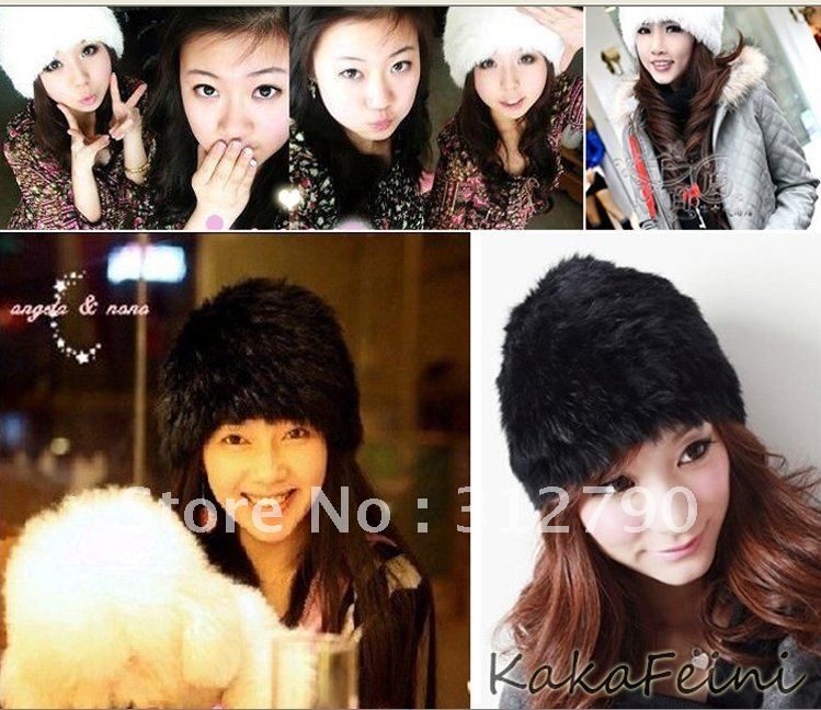 Freeshipping wholesale Genuine Knitted Rabbit Fur Hat Handmade Warm hats with multi-color winter hats Factory price gift, 50pcs