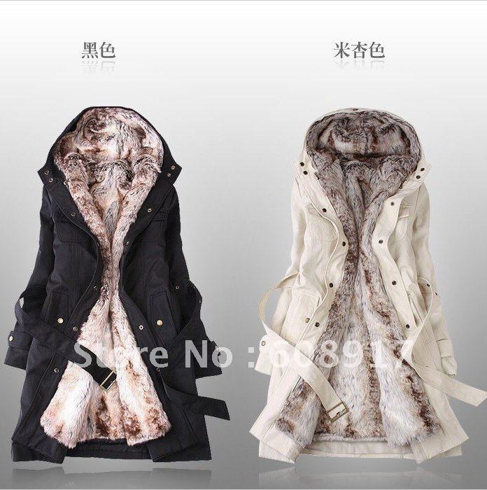 FreeShipping Wholesale High Quality Faux Fur Lining Hoodies Ladies coat Winter Coat,