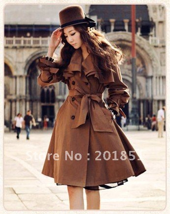 FreeShipping[Wholesale&Retail]2013 New Arrival Autumn Women's Sweet Coat Double Breasted Fashion Elegant Long-Sleeve Clothing