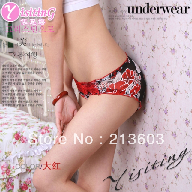 FREESHIPPING women's sexy panties, butt-lifting briefs ,chromophous flower graphic patterns gauze  underwear,9499