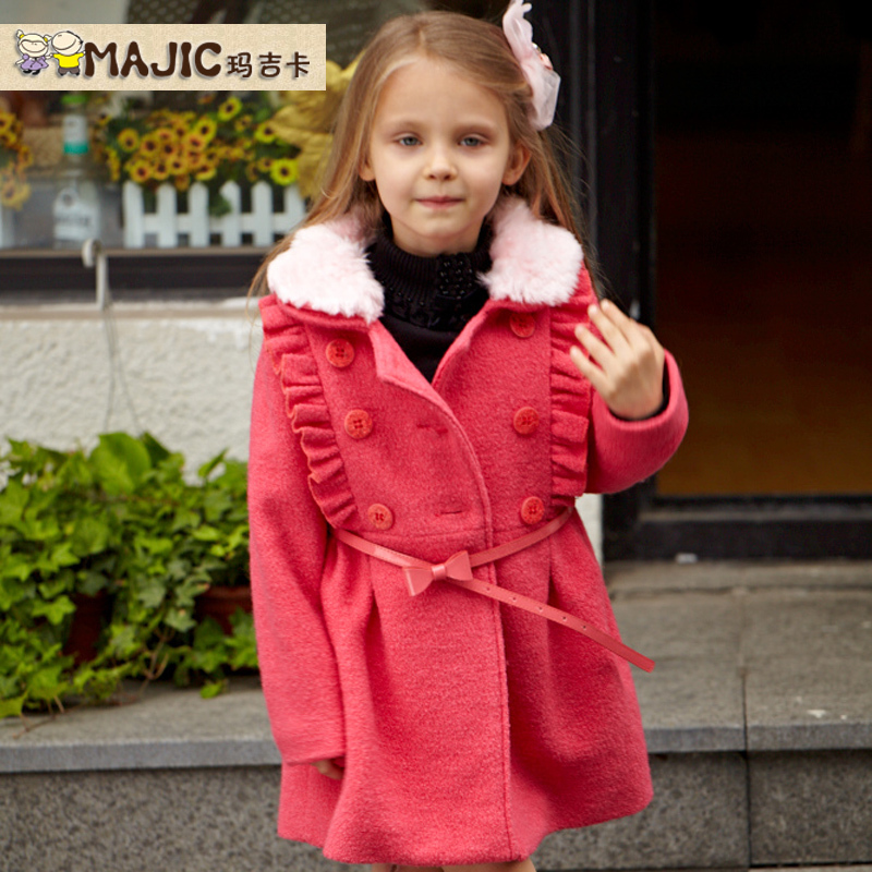 freeshopping 2012 winter children's clothing cotton-padded jacket child down trench female child woolen outerwear 1040