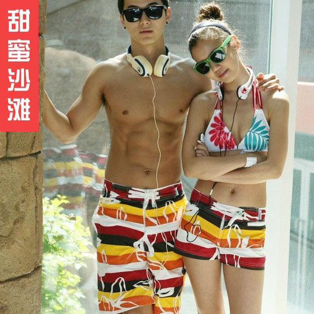 Freesjipping Summer shorts lovers beach pants beach pants stripe casual pants