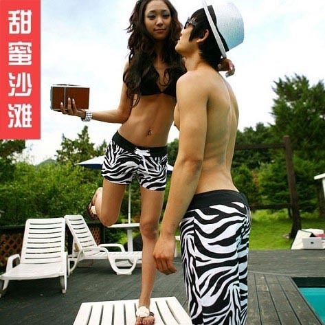 Freesjipping Sweet beach zebra print beach pants sunscreen pants lovers design shorts casual loose