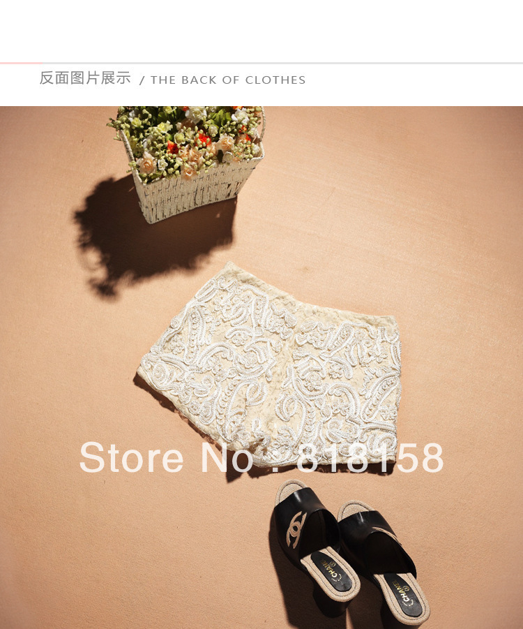 French romantic hand make beading shorts the noble princess elegance lace cotton1210073