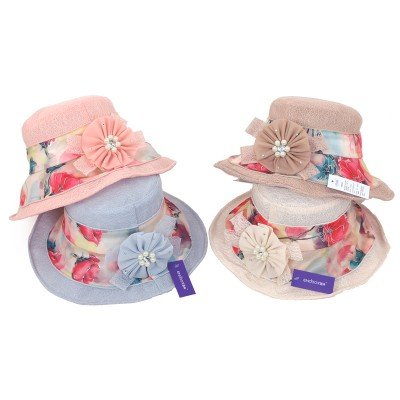 fresh garden style lace pearl flower decorated hat