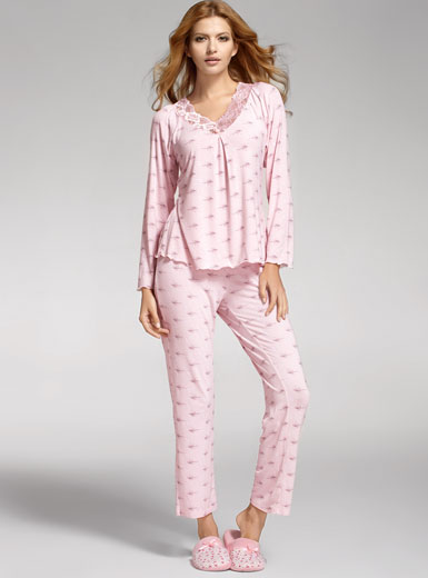 Fresh print V-neck lounge set