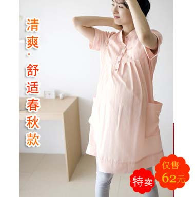 Fresh spring and summer maternity top maternity dress maternity shirt 100% cotton comfortable red 4 pink is green