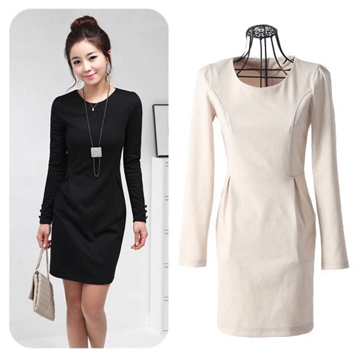 Fress Shipping!!Dresses New Fashion 2012 Autumn Women Sheath Long Sleeve Dresses Plus Size Knee-Length Career Dress 2013