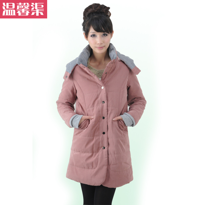 Fress Shipping Maternity clothing winter with a hood maternity outerwear thickening cotton-padded jacket maternity wadded jacket