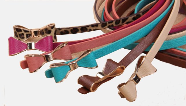 fress shipping pu leather belt,lady many colors bow leather belts for clothes wholesale and retails women belt