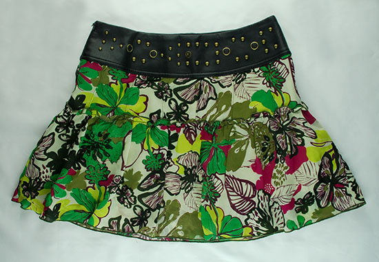 Frizz women's rivet leather chiffon short skirt color block miniskirt free shipping