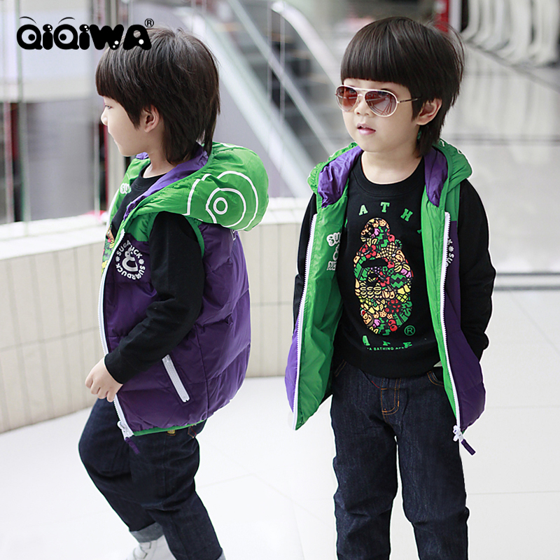 Frog children's clothing male female child autumn and winter 2012 sgd white duck down colorant match down coat vest 5431