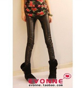 From freight high quality wholesale Imitation leather + knitting wool render pants