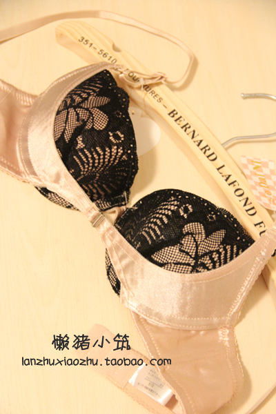Front button black lace bra women's push up bra underwear set 5002 gold