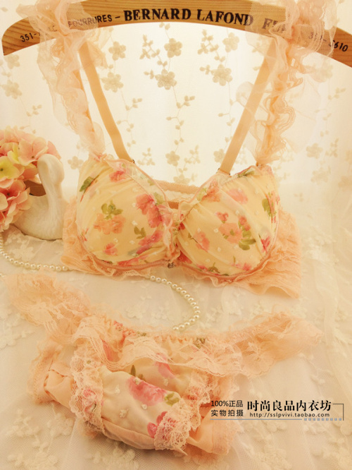 Front button bride lace shoulder strap bra women's front button bra underwear set