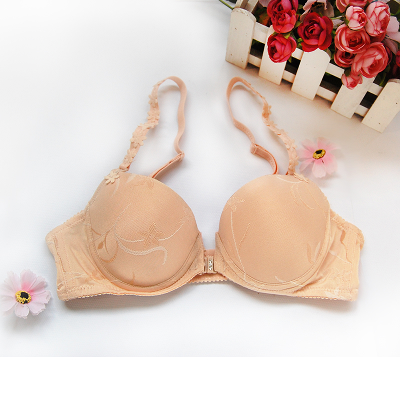 Front button type stereo small flower shoulder strap sexy bra underwear female aa09