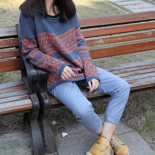 FS11 spring and autumn women's fashion casual o-neck long-sleeve preppy style loose sweater