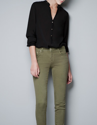 FS120 autumn and winter women z V-neck rivet long-sleeve shirt stand collar solid color loose shirt