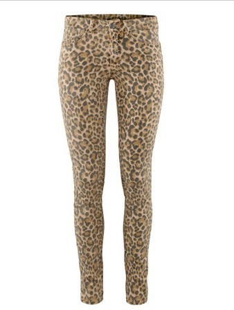 FS190 Sexy water wash leopard print skinny pants tight high elastic jeans pencil pants trousers