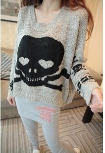 FS27 women's skull elk line pullover sweater