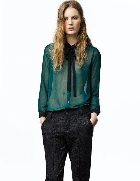 FS336 Wholesale Free shipping!Good Quality Fashion European Style White/Green Blouse