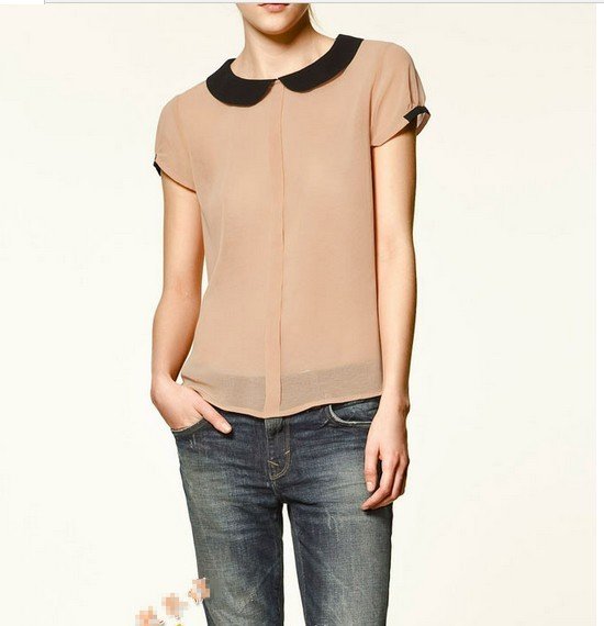 FS382 Wholesale Free shipping!Good Quality Fashion Style Colorful Chiffon Blouse/Shirt