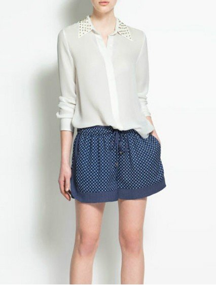 FS406 Good Quality Fashion Style Simple White Long Sleeves Chiffon Blouse WHOLESALE FREE SHIPPING!