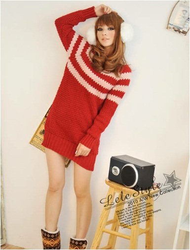 FS438 Fashion style Spring&Autumn women's medium-long stripe women's basic sweater FREE SHIPPING!