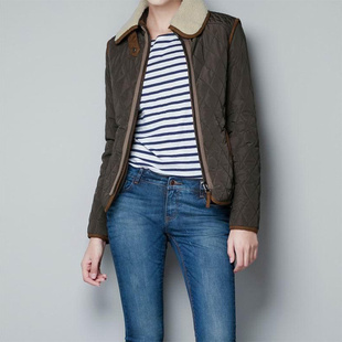 FS449 Fashion style patchwork berber fleece jacket type thin cotton-padded jacket wadded jacket outerwear FREE SHIPPING!