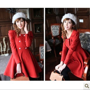 FS461 women's spring and autumn sweet vintage coat woolen winter outerwear Windcoat FREE SHIPPING