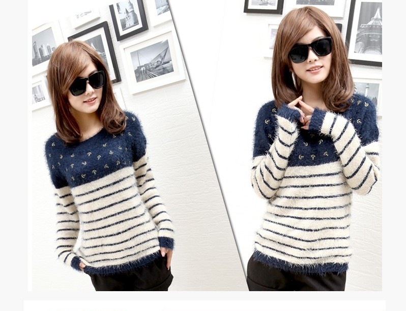 FS525 Navy style  stripe  sweater autumn&winter fashion sweater free shipping!