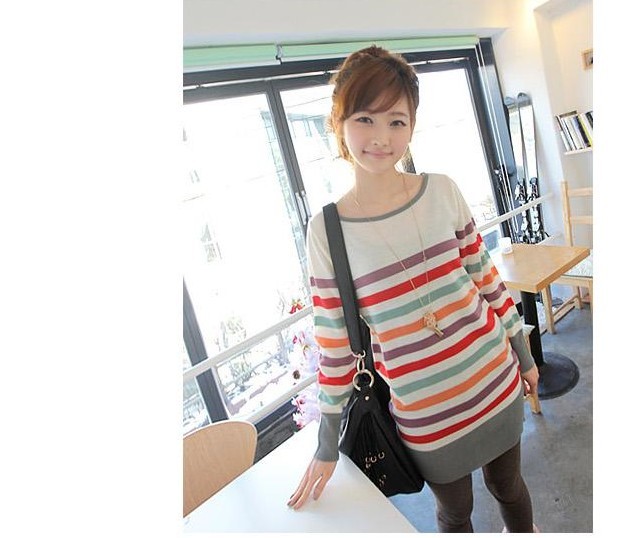 FS528 High quality  autumn and winter  basic striped sweater free shipping