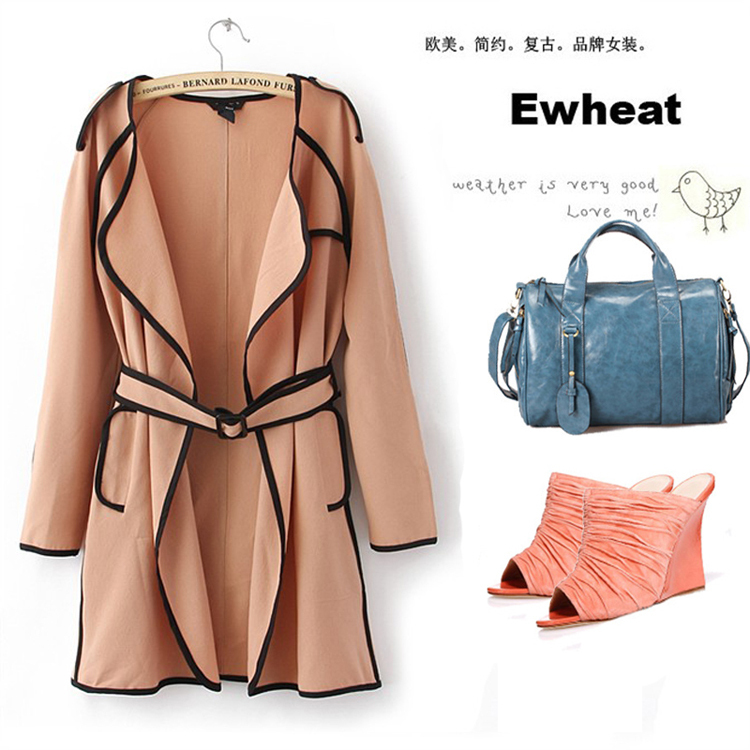 FS600 fashion street star trench three-color women's long sleeve length trench outerwear free shipping