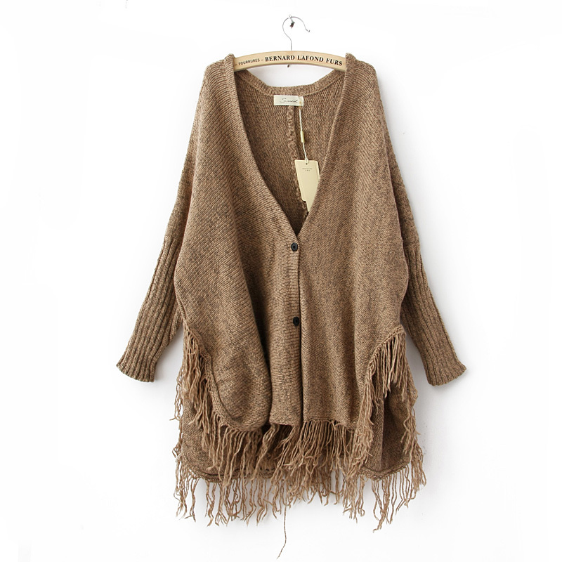FS638 Fashion loose two buckle long-sleeve sweater cardigan free shipping