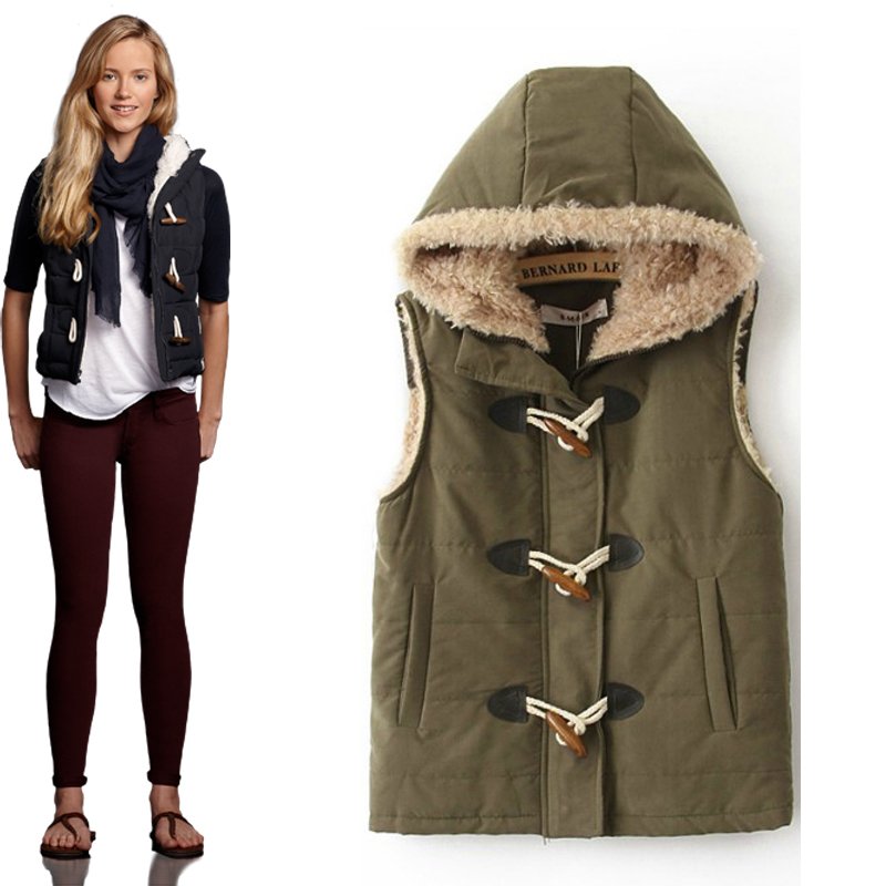 FS661 Fashion female berber fleece vintage horn button wadded jacket outerwear cotton vest free shipping